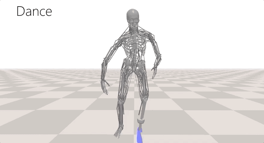 Симуляция движения человека с помощью мышц, костей и нейросети